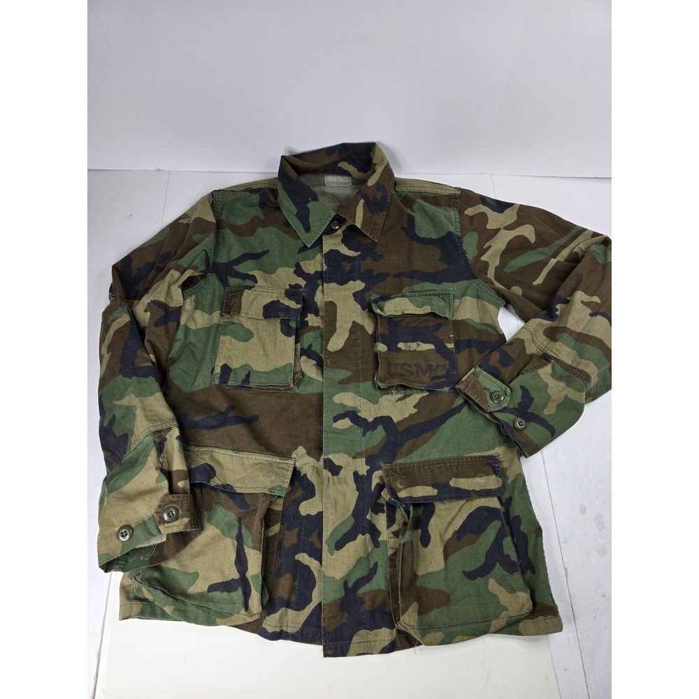 VINTAGE USMC Combat Coat Mens Medium Woodland Camo Field Jacket Marines Military